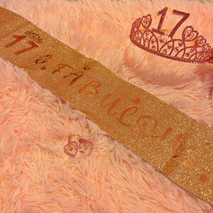 17th Birthday Party Favors (Sash, Crown, and Earrings)